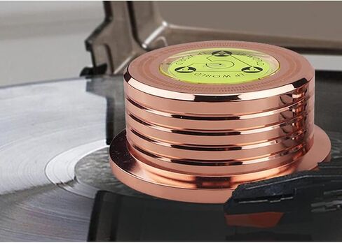 Turntable Level Record Weight Disc Stabilizer Speed Measure Strobe Scale LP Weight Record Puck Aluminum Vinyl Clamp with Bubble Level for Record Player Phonograph (Silver) in Saudi Arabia
