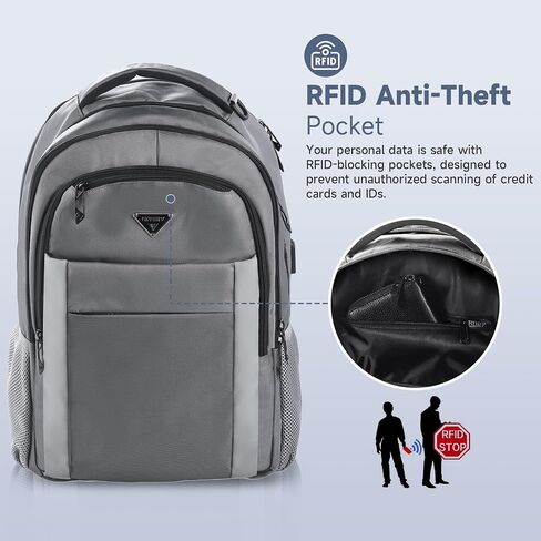 16 Inch TSA Travel Laptop Backpack, Multipocket Business Backpack with RFID Pockets, Airline Approved Personal Item Travel Bag,Water Resistant College Carry On Bag for Men Women Weekender in Saudi Arabia