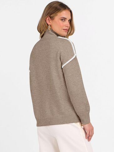 ANRABESS Womens Long Sleeve Quarter Zip Sweaters Fall Business Casual V Neck Collared Knit Pullover Sweater Top Work Shirts in Saudi Arabia