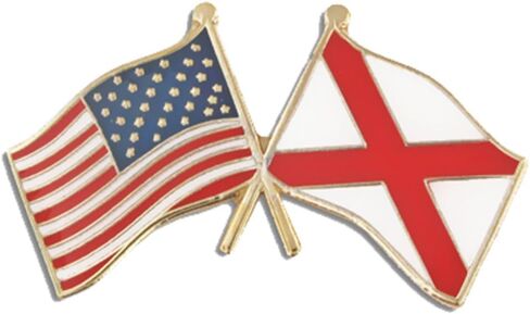 PinMart USA Crossed Friendship American Flag Pin – Gold-Colored Plated Enamel – Clutch Back – Ideal for Events, Awards, Gifts – Durable, Individually Bagged in Kuwait