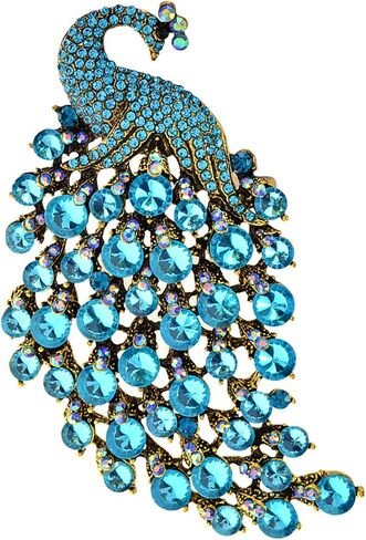 WCRAZYE Rhinestone Peacock Brooch Pin for Women Girls Fashion Exquisite Exaggerated Big Crystal Bird Animal Brooches Lapel Pins Elegant Dress Accessories Wedding Christmas Birthday Jewelry Gift in Saudi Arabia