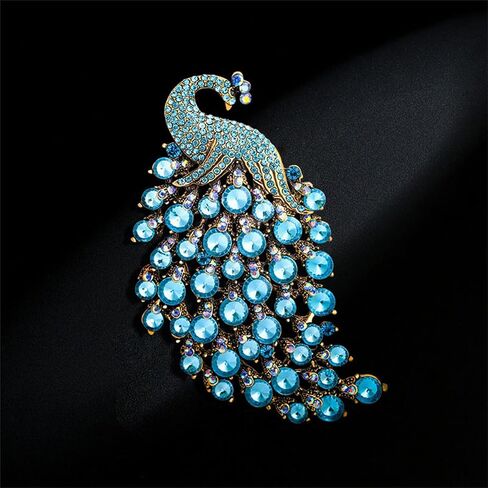 WCRAZYE Rhinestone Peacock Brooch Pin for Women Girls Fashion Exquisite Exaggerated Big Crystal Bird Animal Brooches Lapel Pins Elegant Dress Accessories Wedding Christmas Birthday Jewelry Gift in Saudi Arabia