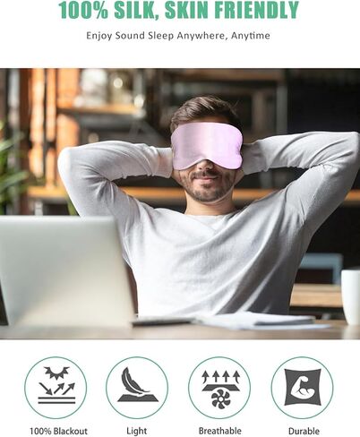 BeeVines Sleep Mask, 4 Pack 100% Real Natural Pure Silk Eye Masks with Adjustable Strap for Sleeping, Mulberry Silk Eye Sleep Shade Cover, Block Light Reduces Puffy Eyes Traveling Gifts (4 Packs) in Kuwait