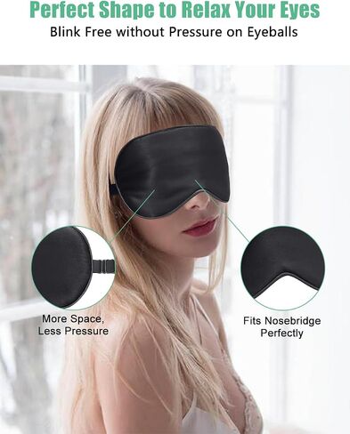 BeeVines Sleep Mask, 4 Pack 100% Real Natural Pure Silk Eye Masks with Adjustable Strap for Sleeping, Mulberry Silk Eye Sleep Shade Cover, Block Light Reduces Puffy Eyes Traveling Gifts (4 Packs) in Kuwait