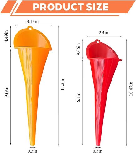 2 PCS Car Long Neck Oil Funnels, Multifunctional Auto Engine Oils Change Refueling Funnel, Automotive Funnel Accessories for Filling Water Gasoline Coolant, Universal Fit (Small+Large) in Saudi Arabia