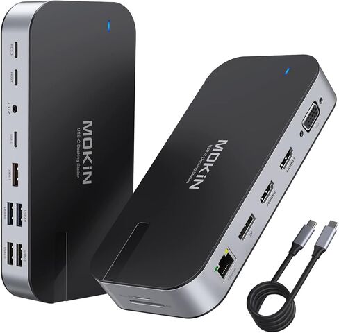 MOKiN Laptop Docking Station,16 in 1 Docking Station USB C Dock Triple Monitor,USB C Docking Station with 3 HDMI,PD 100W, USB 3.1/3.0/2.0,RJ 45 Ethernet,SD/TF,Audio for Dell/HP/Lenovo,Matte Black in Saudi Arabia