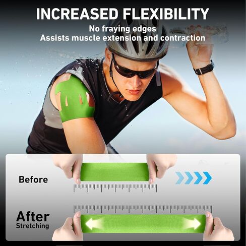 Kinesiology Tape for Shoulder, 12 Count Shoulder Tape Precut, KTQUICK Original Cotton Waterproof & Breathable, Enhance Elastic Kinesiology Athletic Tape for Shoulder Support and Muscle Sports in Kuwait