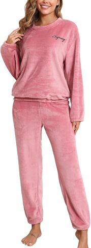 Womens Pajamas Set Fleece Sets For Women Long Sleeve Lounge Sets Soft Pj Sleepwear Loungewear in Saudi Arabia