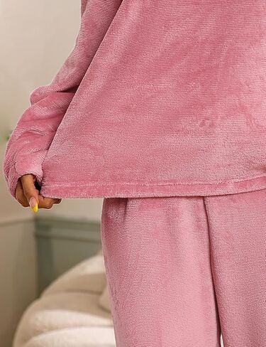 Womens Pajamas Set Fleece Sets For Women Long Sleeve Lounge Sets Soft Pj Sleepwear Loungewear in Saudi Arabia