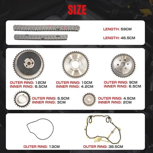 Engine Timing Chain Kit Water Oil Pump VCT Actuator Guide Rail Sprocket Compatible With Buick Lacrosse Regal Verano GMC Terrain Chevy Captiva Cobalt Equinox Malibu Impala 2.4L 2.2L Replace 94201S in Saudi Arabia