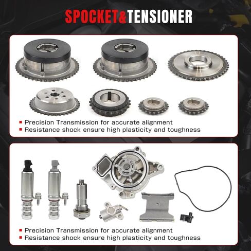 Engine Timing Chain Kit Water Oil Pump VCT Actuator Guide Rail Sprocket Compatible With Buick Lacrosse Regal Verano GMC Terrain Chevy Captiva Cobalt Equinox Malibu Impala 2.4L 2.2L Replace 94201S in Saudi Arabia