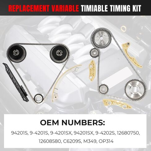 Engine Timing Chain Kit Water Oil Pump VCT Actuator Guide Rail Sprocket Compatible With Buick Lacrosse Regal Verano GMC Terrain Chevy Captiva Cobalt Equinox Malibu Impala 2.4L 2.2L Replace 94201S in Saudi Arabia