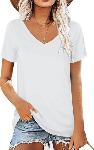 lime flare Womens Summer Tshirts V Neck Casual Short Sleeve Tunic Tops Tees in Saudi Arabia
