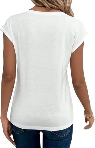 Avanova Women New York Graphic Cap Sleeve V Neck T Shirt Loose Casual Summer Tee in Saudi Arabia