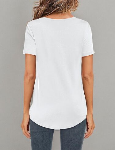lime flare Womens Summer Tshirts V Neck Casual Short Sleeve Tunic Tops Tees in Saudi Arabia