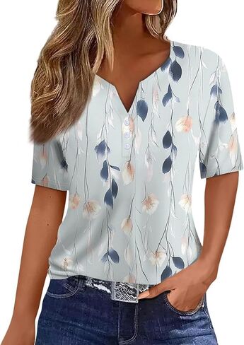 Aztec Print T ermts النساء الغربيات القبلية الإثنية على الطراز القصيرة القصيرة القميص القميص القميص الحفل الموسيقي. in Kuwait