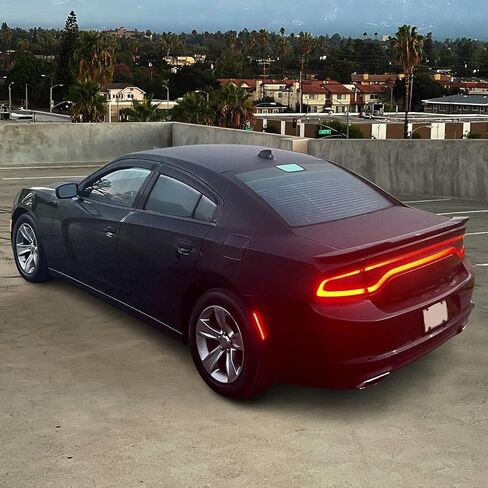 Tape on External Window Visors Compatible with 2011-2023 Dodge Charger, Slim Style Acrylic Black Sun Rain Guards Cover by IKON MOTORSPORTS, 2012 2013 2014 2015 2016 2017 2018 2019 2020 2021 in Saudi Arabia