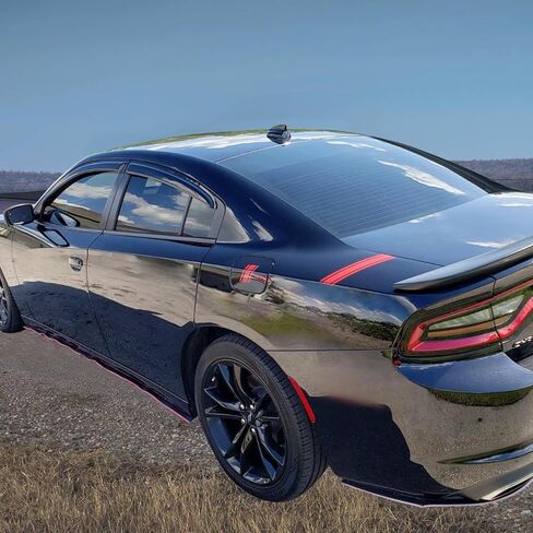 Tape on External Window Visors Compatible with 2011-2023 Dodge Charger, Slim Style Acrylic Black Sun Rain Guards Cover by IKON MOTORSPORTS, 2012 2013 2014 2015 2016 2017 2018 2019 2020 2021 in Saudi Arabia
