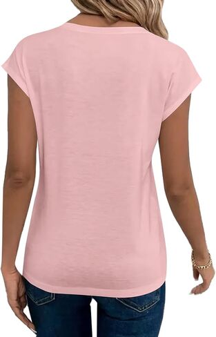 Avanova Women New York Graphic Cap Sleeve V Neck T Shirt Loose Casual Summer Tee in Saudi Arabia