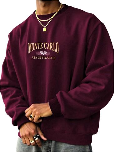 خطاب Gorglitter للرجال الرسومي Crewneck Sweatshirt عتيقة طويلة الأكمام طويلة الحجم in Saudi Arabia