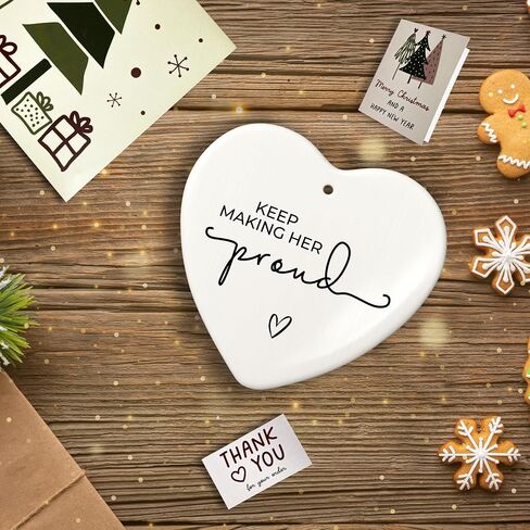Keep Making Her Proud Memorial Ornament – Heartfelt Bereavement Gift for Loss of Mom, Grandma or Loved One – Acrylic Heart Keepsake with Gift Box – Sympathy or Remembrance Gift in Saudi Arabia