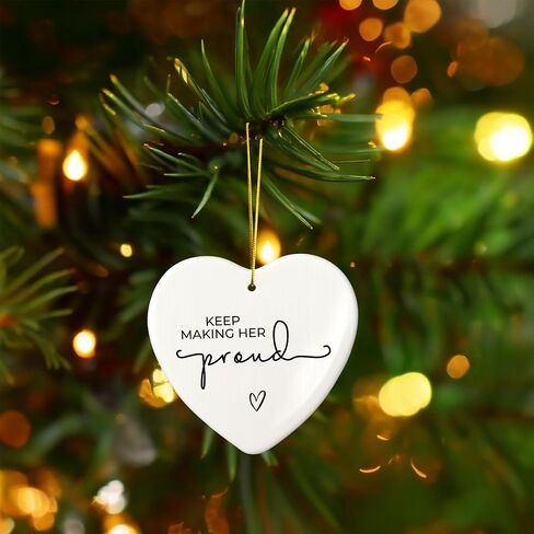 Keep Making Her Proud Memorial Ornament – Heartfelt Bereavement Gift for Loss of Mom, Grandma or Loved One – Acrylic Heart Keepsake with Gift Box – Sympathy or Remembrance Gift in Saudi Arabia