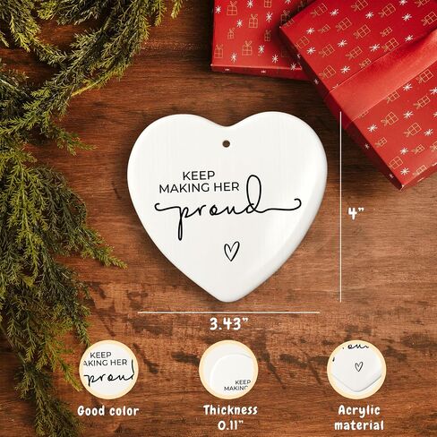 Keep Making Her Proud Memorial Ornament – Heartfelt Bereavement Gift for Loss of Mom, Grandma or Loved One – Acrylic Heart Keepsake with Gift Box – Sympathy or Remembrance Gift in Saudi Arabia
