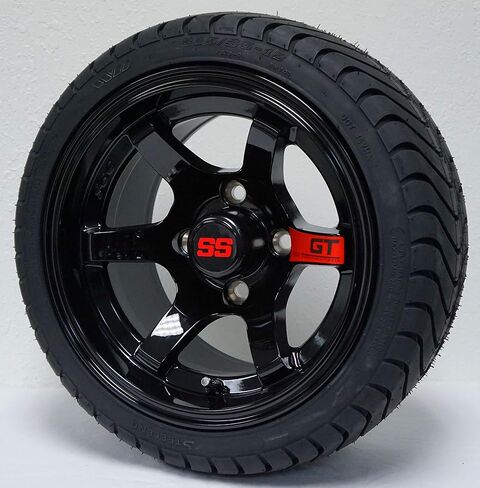 12 "GT Gloss Black Aluminium Golf Cart Wheels و 215/35-12 DOT LOW PLIST in Saudi Arabia