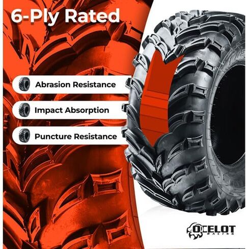 Ocelot Mars-A Utility ATV/UTV Tire, 6 Ply Quad or Side By Side ATV Tire, V-Angled Power Treads, 26x11x12 ATV Tire, 26x11x12 UTV Tires, Plow Through Mud and Sand, Ride Over Hard Surfaces in Saudi Arabia