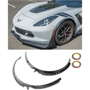 Replacement For 2014-2019 Chevrolet Corvette C7 | Z06 Z07 Style CARBON FIBER Front Wheel Trim Molding Lip Fender Flares Pair FF-124-BKCF in Kuwait