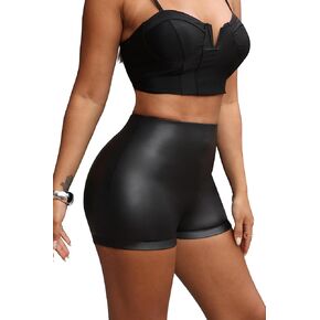 Faux Leather Shorts for Women High Waist Stretch Skinny Mini Shorts Sexy Hot Pants in Kuwait