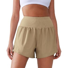 Women's High Waisted Running Shorts with Spandex, Athletic Shorts for Women Light and Airy with Wind-Resistant Fabric in Kuwait
