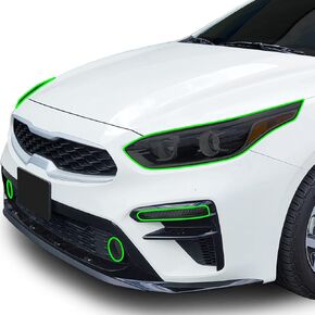 تصاميم Tech Bogar الكاملة المصباح العاكس الخلفي العاكس الجانبي Sidemarker Head Tail Light Tint Tint متوافق مع Kia Forte 2022-2024 ، Dark Smoke in Saudi Arabia