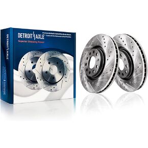 Detroit Axle - Front Brake Rotors for Audi A3 Q3 TT Quattro Volkswagen Beetle CC Golf GTI Jetta Passat Tiguan Replacement Drilled & Slotted Disc Brake Rotors: 12.28" inch Rotor in Saudi Arabia