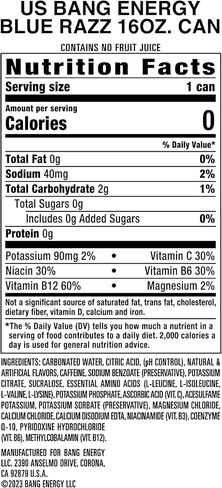 Bang Energy Blue Razz, Sugar-Free Energy Drink, 16-Ounce (Pack of 12) in Saudi Arabia