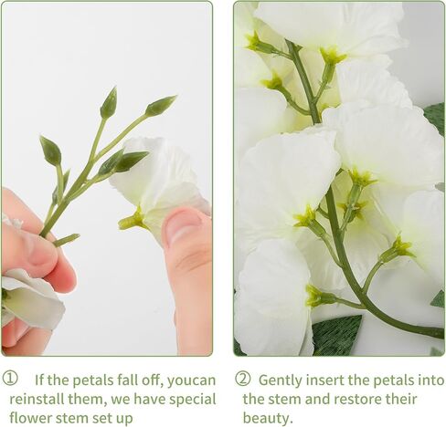 4pcs Artificial Wisteria Flowers 37in Fake Wisteria Rattan Hanging Garland Silk Flowers String for Wedding Party Wall Home Decor(White) in Saudi Arabia