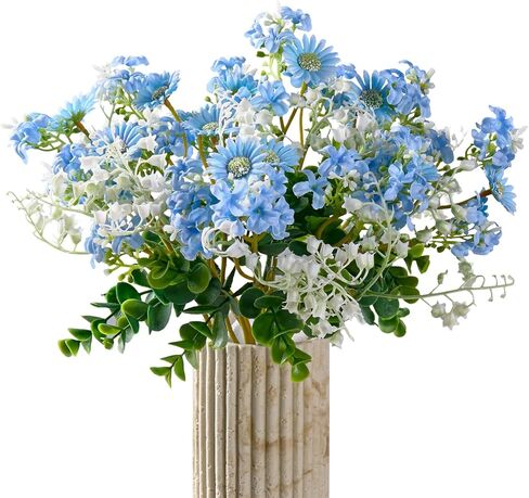 Artificial Daisies Lilac Wildflowers Yellow and White Artificial Flowers, 7pcs Spring Summer Flowers for Indoor Vase Outdoor Garden, 14" Faux Wildflowers Bundles for Home Decor with Lily of The Valley in Saudi Arabia