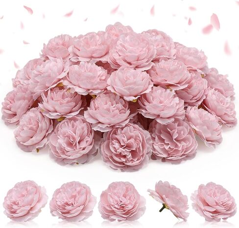 50 Pcs Artificial Flowers, 3.2 Inches Silk Rose Head Flowers Fake No Stem for Wedding Bridal Bouquet Home Floral Decor DIY Centerpieces Arrangements Party Tables Decorations (Burgundy) in Saudi Arabia
