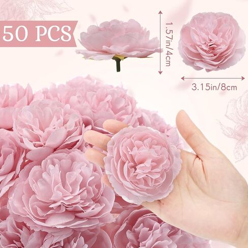 50 Pcs Artificial Flowers, 3.2 Inches Silk Rose Head Flowers Fake No Stem for Wedding Bridal Bouquet Home Floral Decor DIY Centerpieces Arrangements Party Tables Decorations (Burgundy) in Saudi Arabia