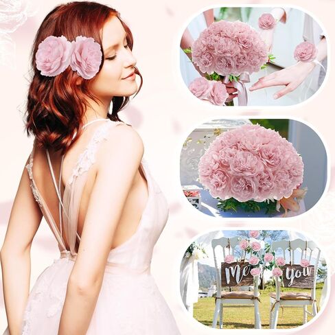 50 Pcs Artificial Flowers, 3.2 Inches Silk Rose Head Flowers Fake No Stem for Wedding Bridal Bouquet Home Floral Decor DIY Centerpieces Arrangements Party Tables Decorations (Burgundy) in Saudi Arabia