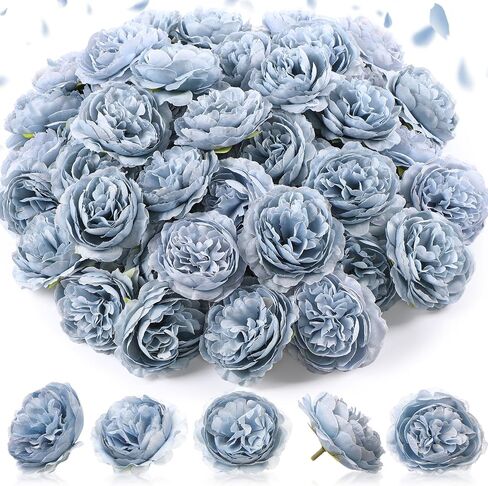 50 Pcs Artificial Flowers, 3.2 Inches Silk Rose Head Flowers Fake No Stem for Wedding Bridal Bouquet Home Floral Decor DIY Centerpieces Arrangements Party Tables Decorations (Burgundy) in Saudi Arabia