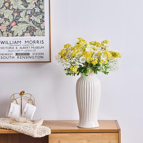 Artificial Daisies Lilac Wildflowers Yellow and White Artificial Flowers, 7pcs Spring Summer Flowers for Indoor Vase Outdoor Garden, 14" Faux Wildflowers Bundles for Home Decor with Lily of The Valley in Saudi Arabia