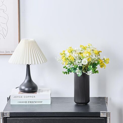 Artificial Daisies Lilac Wildflowers Yellow and White Artificial Flowers, 7pcs Spring Summer Flowers for Indoor Vase Outdoor Garden, 14" Faux Wildflowers Bundles for Home Decor with Lily of The Valley in Saudi Arabia