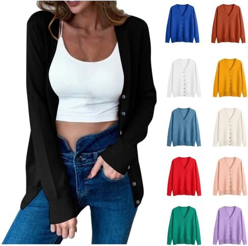 Women Oversized Cardigan Sweater 2025 Fall Outfits Trendy V Neck Knit Button Down Open Front Outwear in Saudi Arabia
