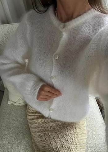 زر Crewneck للسيدات الصلب زر غير رسمي لأسفل قمم سترة متماسكة طويلة الأكمام in Kuwait