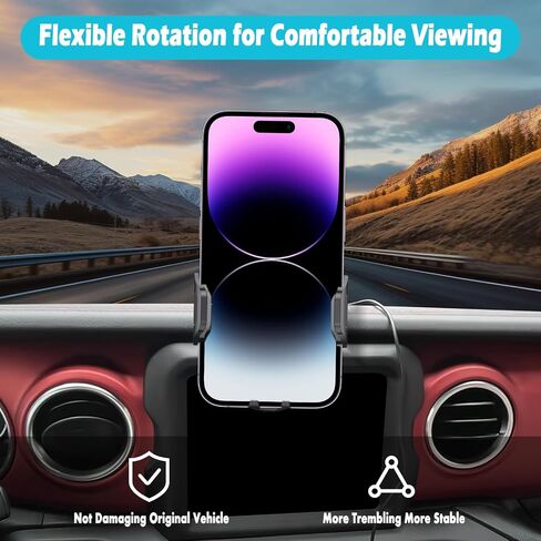 Car Phone Holder Fits for Jeep Wrangler JL/Gladiator JT 2024 Accessories(Only fit for 12.3-Inch Screen),Thick Cases Friendly,Cell Phone Mount for 4.7-7 in Phones in Saudi Arabia