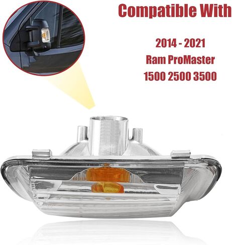 Driver Mirror Indicator Turn Signal Light Housing, Side Mirror Marker Light Housing Compatible with ProMaster 1500/2500/ 3500 2014-2021, Replace OE #6325H1, 71748253 (Left Side) in Saudi Arabia
