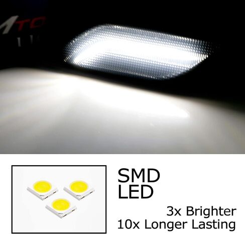 Ijdmtoy Lens Smoked Lens White LED Full Strip Strip Pront Pritfle Marker Lights متوافقة مع 2010-2013 Mercedes W212 Pre-LCI E350 E550 E63 4DR ، مدعوم من SMD LED ، استبدال علامات العنبر OEM AMBER in Kuwait