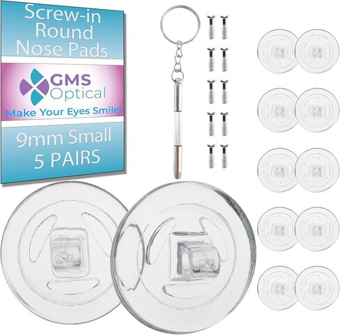 GMS Optical 11mm Round Screw-in Silicone Nose Pads for Glasses, Sunglasses, and Eye Wear - 5 Pair in Kuwait