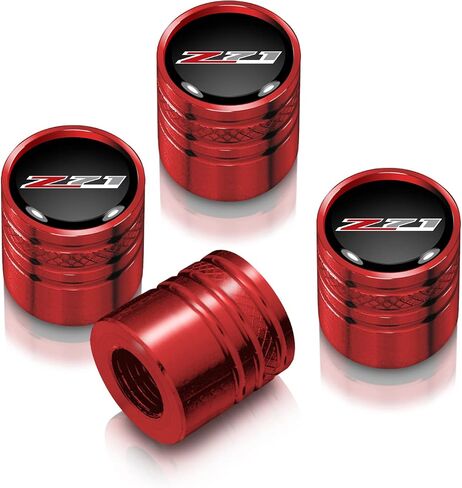 for Chevrolet Z71 Logo in Black on Red Aluminum Cylinder-Style Tire Valve Stem Caps in Saudi Arabia